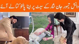 Danish Taimoor with her pet dog on the set of Drama Jaan Nisar - Drama Jaan Nisar behind the Scenes