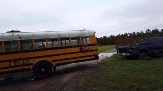 COOL BUS Towing - Pulling my buddy's truck out of the mud