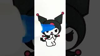  Kuromi ⏪ Reverse Glitter Coloring  #glitter #art #sanrio #kuromi #color #kids #diy #trending