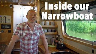A Tour Inside Our Canal Narrowboat Home. Tiny Off-Grid Houseboat! Ep. 107