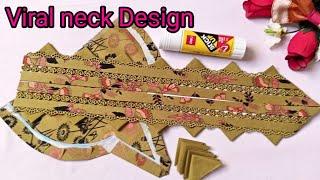 Neck Design Cutting & Stitching / new, fabric Patti neck design with less/Pakistani lace neck design