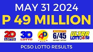 Lotto Result Today 9pm May 31 2024 | PCSO Complete