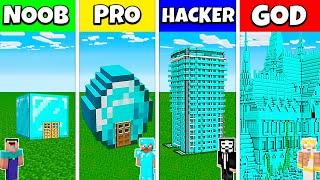 Minecraft Battle: NOOB vs PRO vs HACKER vs GOD: DIAMOND BLOCK HOUSE BASE BUILD CHALLENGE / Animation