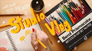 ART STUDIO VLOG  Procrastinating, Making Stickers, Sublimating Mugs, and Designing Enamel Pins!