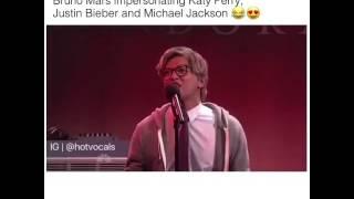 Bruno mars impersonating Katy perry , Justin Bieber , Michael Jackson 