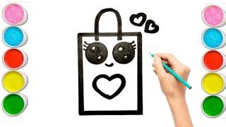 Beautiful Bag Drawing for kids | How to draw a cute bag for kids | Step by step easy drawing |