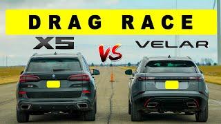 2022 Range Rover Velar P400 vs BMW X5 40i, someone is lying. Drag and Roll Race.