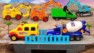 Concrete mixer truck, bridge construction, road safety | Children's toy