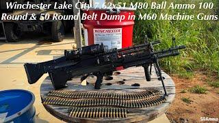 Winchester Lake City 7.62x51 M80 Ball Ammo - 50 Round Belt Dumps in M60 Machine Guns