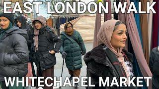  East London Walking Tour, Wandering through Whitechapel Market, Multicultural London Suburb, 4k