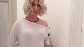 crossdresser Leah takes off her skirt