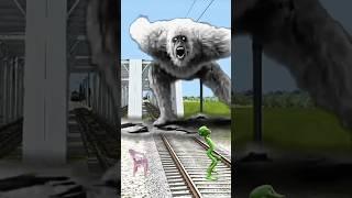 funny vfx cute gorilla stop the high-speed train #shorts #youtube