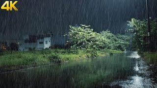 Soothing Rain Sounds | Experience the CALMEST Late Rainy Night on a Quiet Country Road