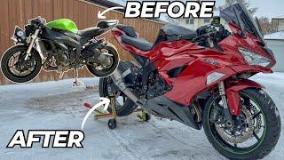 REBUILDING A SALVAGE CRASHED KAWASAKI NINJA ZX-6R (TIMELAPSE)