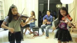เพลง ลอยกระทง - Loy Krathong Song - 2 violins + piano + guitar - (Note & Pin  Sisters + Mom & Dad)