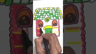 Easy Drawing House #shortstoday #shortsfeed #ytshorts #art #howtodraw #tutorial #christmasdecor