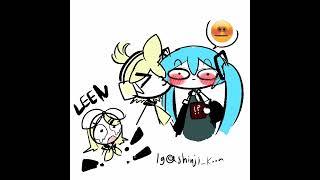 rinlen being love bird while miku.. #vocaloid #kagaminerin #kagaminelen #shorts