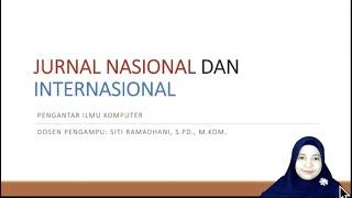 JURNAL NASIONAL DAN JURNAL INTERNASIONAL - CIRI-CIRI DAN INDEXASI JURNAL