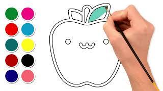 Coloriage Une Pomme APPRENDRE À DESSINER vidéo éducative & Planète Coloriage