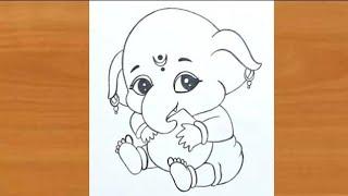 How to draw Baal Ganesha | lord ganesha drawing easy  |simple art | pencil drawing #ganesha