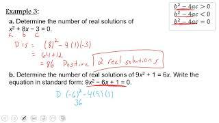 Algebra 1 - 9.5 Solving Quadratics using the Quadratic Formula