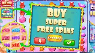 Balancer des 2000€ et des 1000€ en achat de "Super Free Spins" - Slot "Sugar Rush 1000" 2ème édition