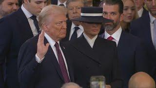 Donald Trump appears to not place hand on bible while sworn-in as president