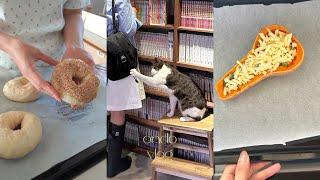 Days In My Life: Pea Rice Balls, Homebaking Bagel, Butternut Squash Recipe, Manhwa Cafe with Cats