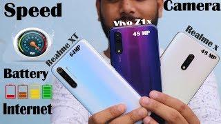 Realme XT vs Vivo Z1x vs Realme X #Camera#speed#internet#battery drain 100%