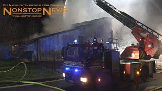 300m² große Lagerhalle in Vollbrand - Einsatz für die Wittmunder Feuerwehren