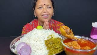 BIGBITES, EATING RICE WITH MURGIR LAL JHOL, SPICY CHICKEN KOSHA।।