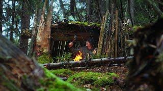 SOLO CAMPING in RAIN3 Day Bushcraft - Magical Forest - Rain ASMR