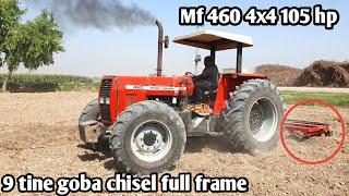 Mf 460 4x4 105 hp with 9 tine Gobha chisel full lever down deep down powerful performance 