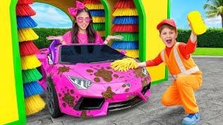 Oliver's Car Wash Adventure With A New Worker