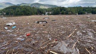 VIDEO: Massive amount of debris fills Lake Lure in North Carolina