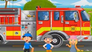 FIRE truck putting out fires Cartoons for children about fire truck washing and repair