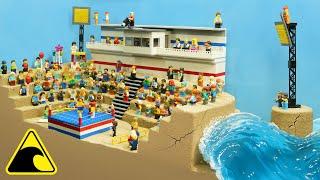 Tsunami Wipes Out Stadium! 150 LEGO Minifigs VS Unstoppable Wave - Dam Breach Experiment