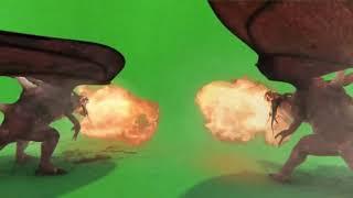GREEN SCREEN FOOTAGE DRAGONS FIRE 3D ANIMATION