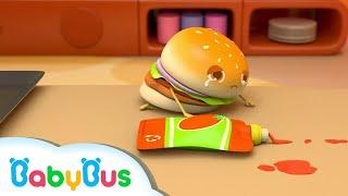 Five Naughty Hamburgers Are Jumping | Angry Panda Chef | Play in Kitchen | BabyBus Arabic