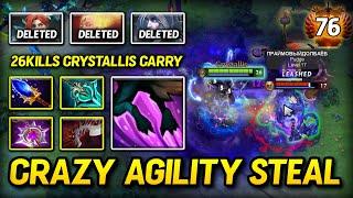 CRAZY AGILITY STEAL CARRY by Crystallis Slark 26KILLS With Aghs Scepter + Disperser Build | DOTA 2