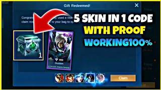 REDEEM 5 SKIN IN 1 CODE WITH PROOF IN MOBILE LEGENDS | Mobile Legends 2020