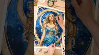 Painting a Greek Art Nouveau Moon Goddess (psst... prints & original are available! )