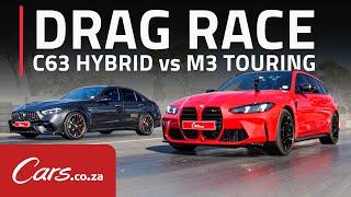 BMW M3 Touring vs Merc C63 Hybrid   Drag Race! Best of three and rolling start
