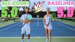 USTA 5.0 All-Court Guy vs. USTA 5.0 Baseliner Girl | Singles Set with Majeed and Lotti