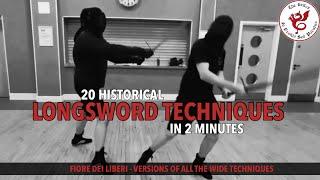 20 Medieval Longsword Techniques in 2 Minutes | Student Drills | Fiore dei Liberi