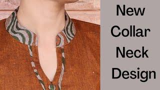 Collar Kurti Front Neck Design With V Placket || Collar Neck Design || Easy Cutting and Stitching