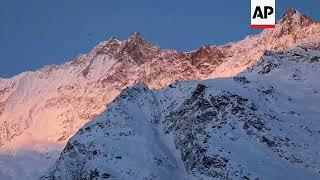 Controlled explosion triggers avalanche in Swiss Alps