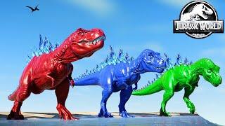 Godzilla TREx vs Spinosaurus vs Godzilla IREX Dinosaur Fighting Jurassic World Evolution