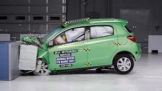 2014 Mitsubishi Mirage moderate overlap IIHS crash test