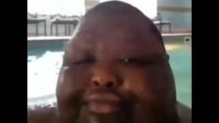 Fat guy cries after going underwater